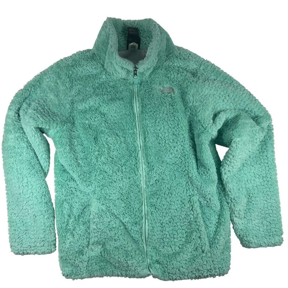North Face Jacket Girls XL Aqua Blue Sherpa Fleece Full Zip‎ Cozy Lined Outdoor